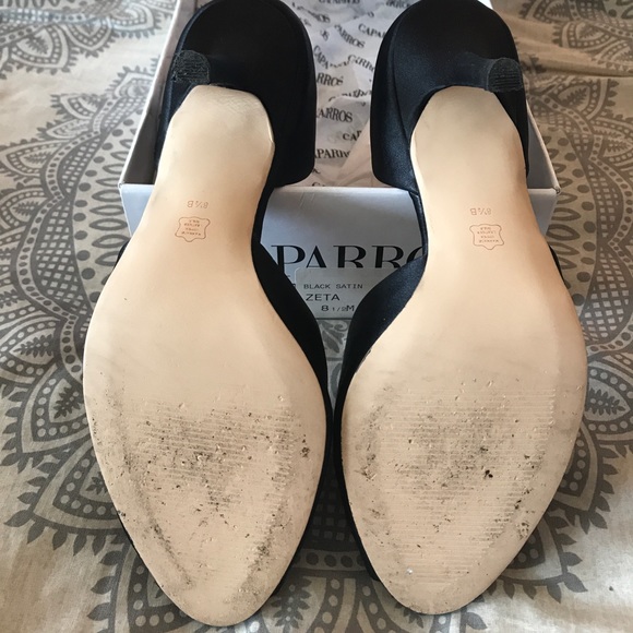 Caparros Black Satin Peep Toe Pumps - Size 8.5 - Picture 5 of 6