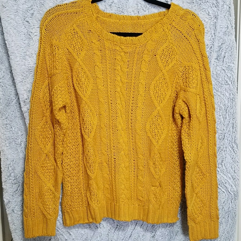 Mustard Cable Knit Sweater