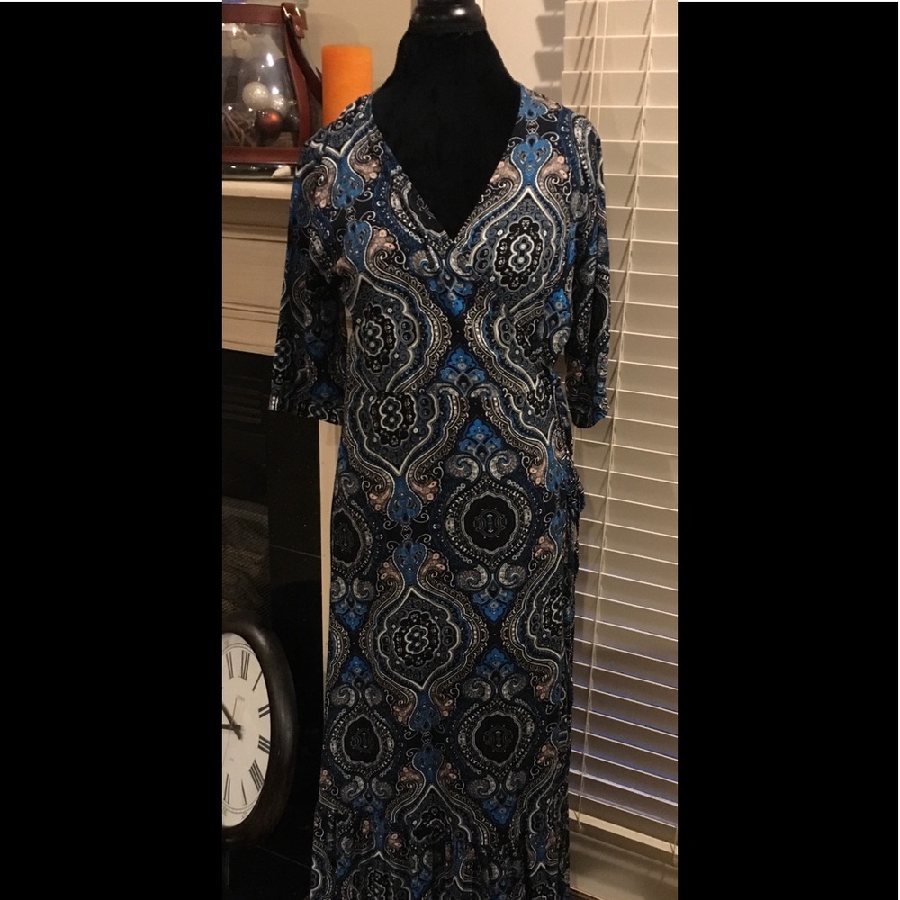 Earthbound Trading Company Blue Paisley Maxi Dress