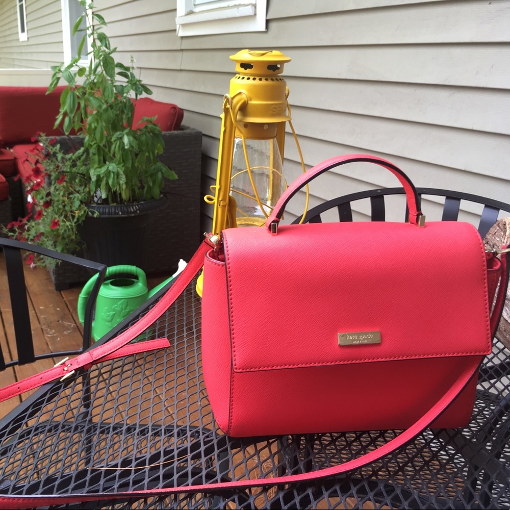 Kate spade geranium leather cross body purse