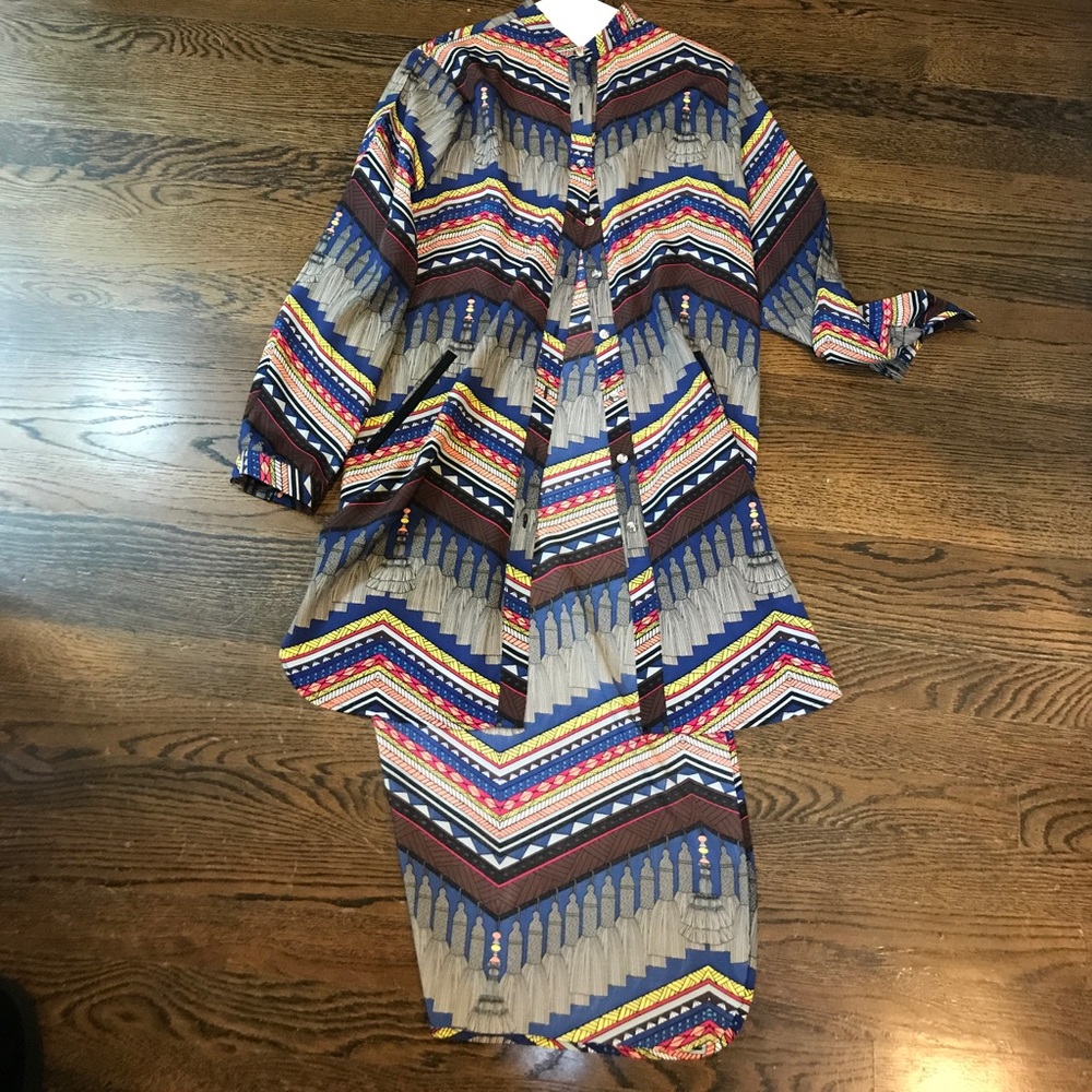 Mara Hoffman high low tassel print l/s dress