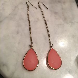 Pretty longs gold and coral pink earrings
