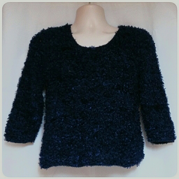 Q & A Sweaters - Fuzzy /Furry Navy Knit Top/Sweater Size Medium Q & A Sweaters - Fuzzy /Furry Navy Knit Top/Sweater Size Medium