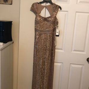 Adrianna Papell-  Gold Beaded Gown #AP1E200573