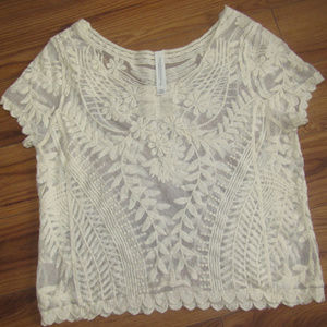 Sheer Flower embroidered Aeropostale Top