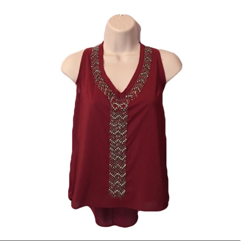 Maroon Embellished Top Women’s Work Wear
