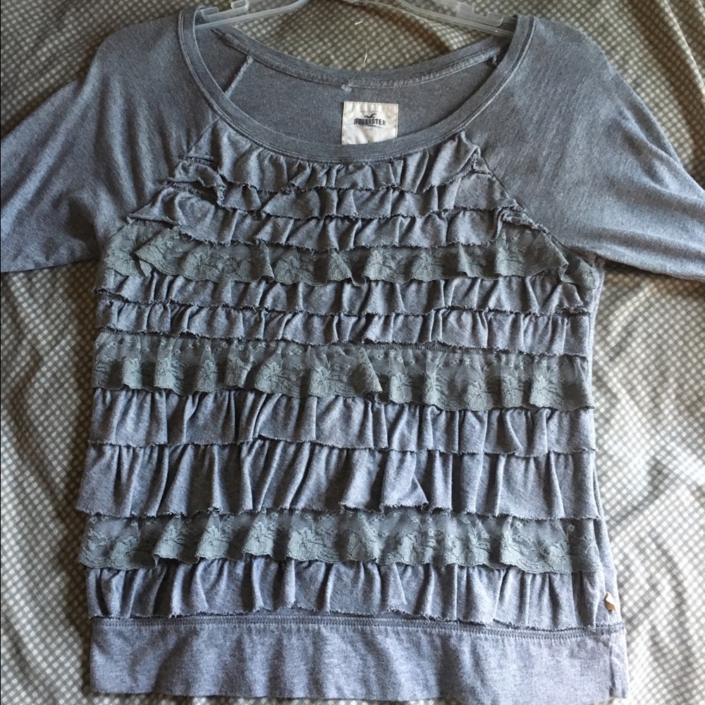 Gray Ruffles & Lace Hollister shirt