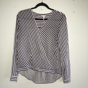PACSUN Asymmetrical Black and White Blouse