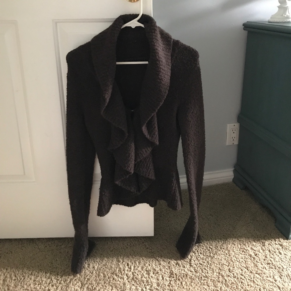 Front clasp ruffle sweater