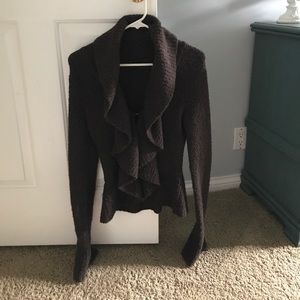 Front clasp ruffle sweater