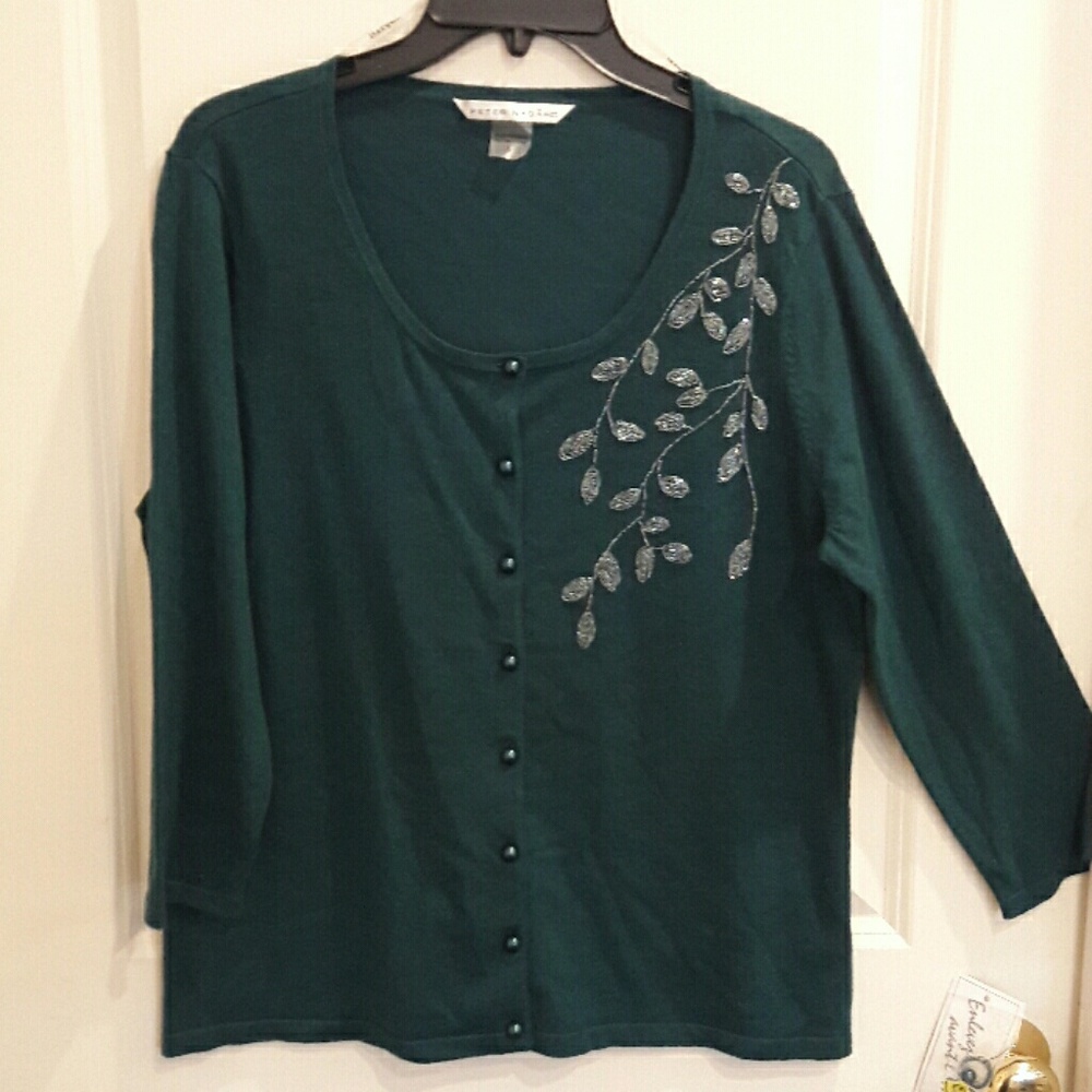 Peter Nygård cardigan dark green SZ L NWT