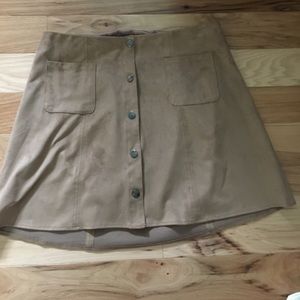 Kendal and kyle suede button up beige skirt