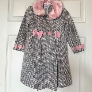 Pink and Gray Girls Pea Coat