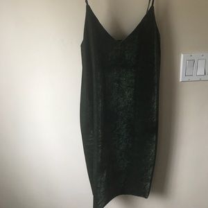 Olive Green Faux Velvet Dress