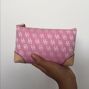 New Dooney & Bourke Pink Leather Trim Makeup Bag