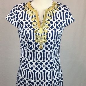Dress With embroidery blue and white