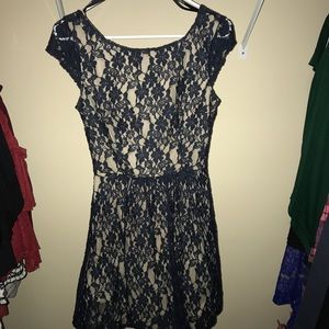 Blue Lace/Nude Dress Size 7/8