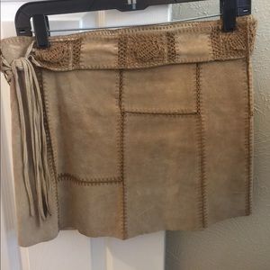 Tan Bebe suede skirt w tassel suede belt