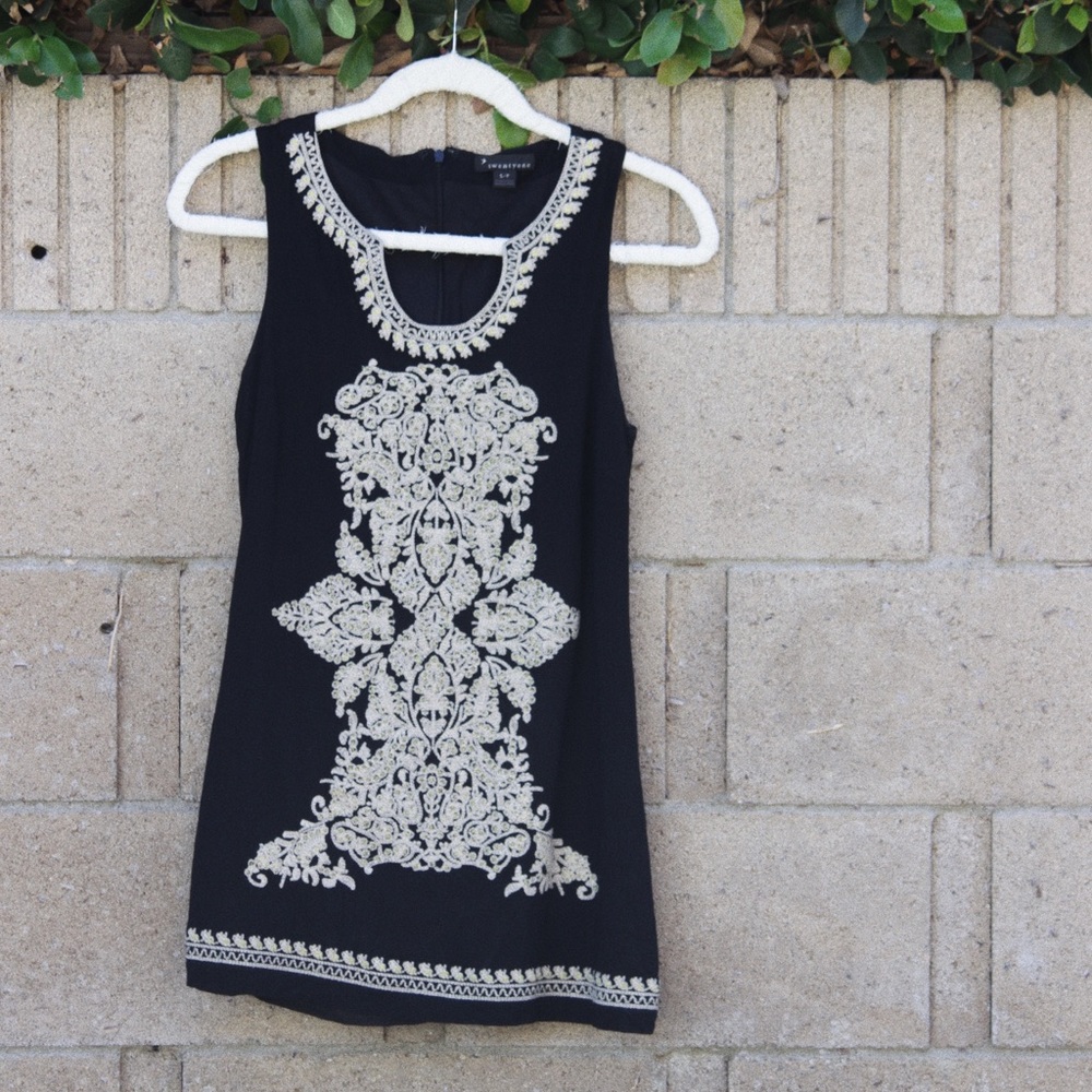 embroidered mini dress