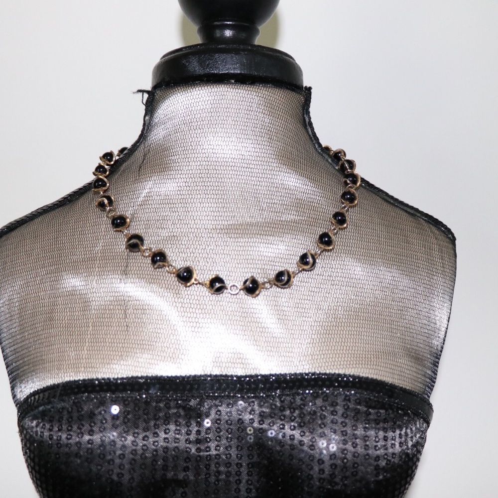 Vintage Black Strand Necklace