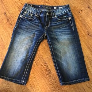 Dark Wash Bermuda Length Jean Shorts