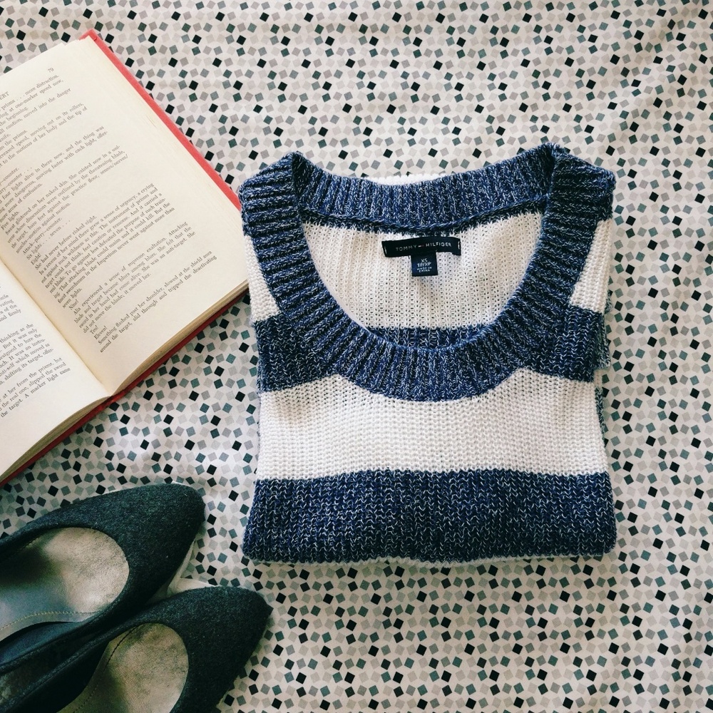 Tommy Hilfiger Striped Knit Sweater - 3/4 sleeve