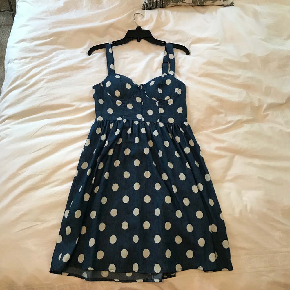 Blue and White Polkadot Vintage Dress