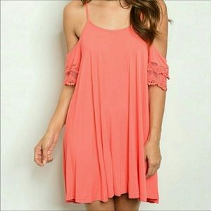 Coral Cold Shoulder Dress