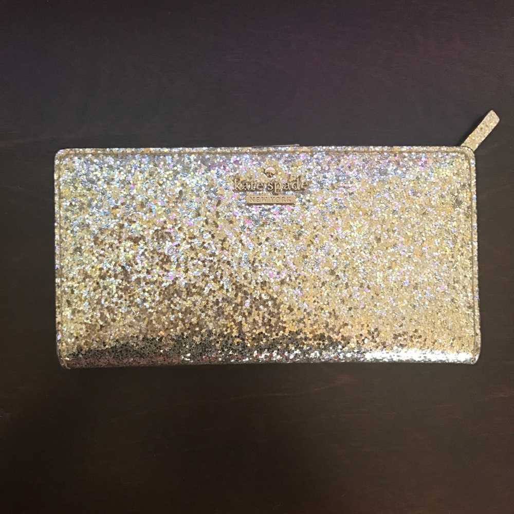 Kate Spade Glitter Bug Wallet in gold