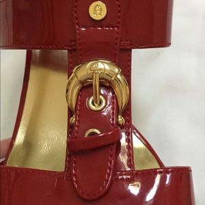 NWOT Etienne Aigner Red Patent Leather Sandal, 10