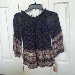 Navy Blue Floral Top