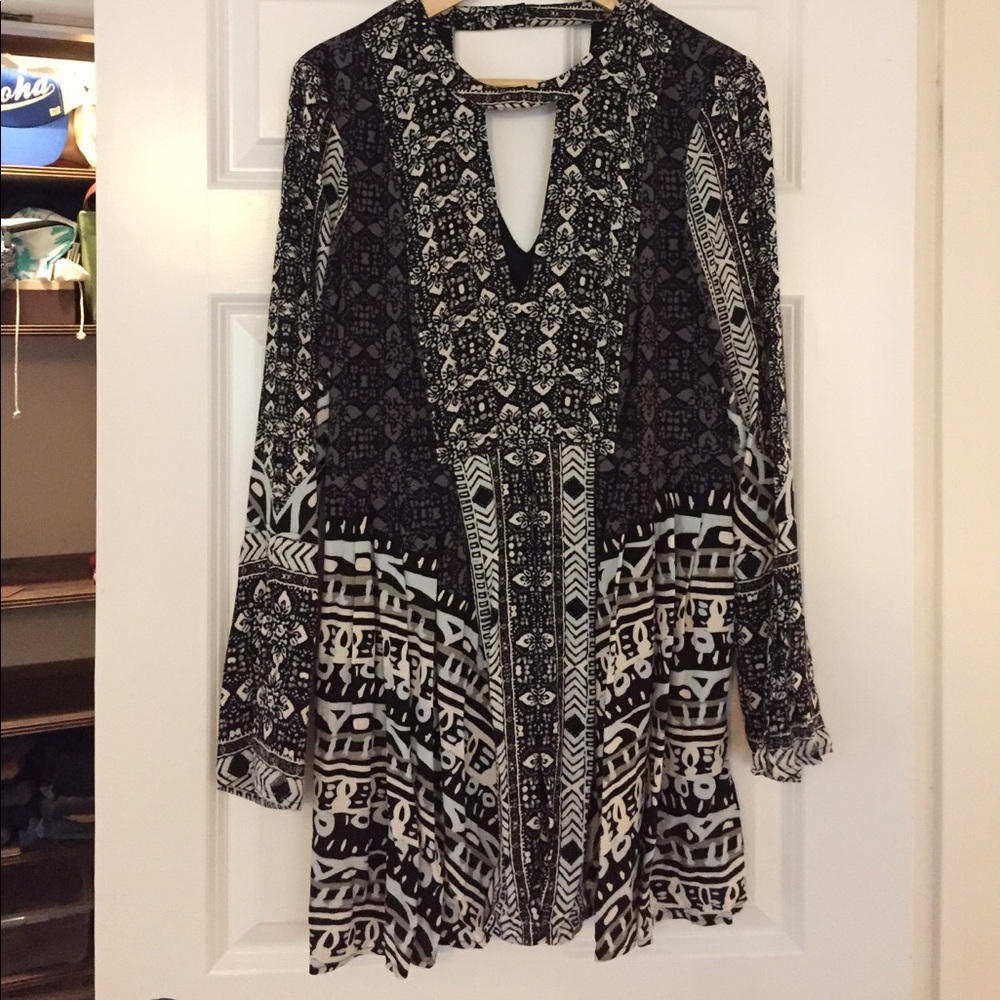 Free People black and white patterned mini dress