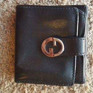 Genuine Gucci GG monogram black leather wallet