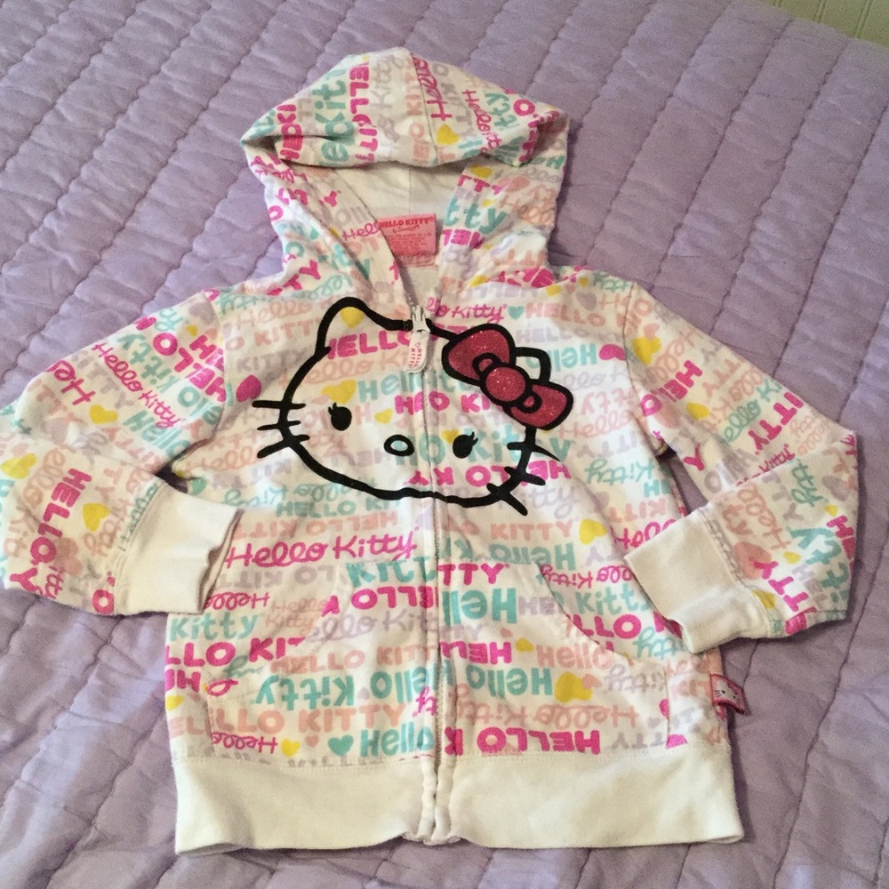 Colorful Glittery Hello Kitty hoodie.