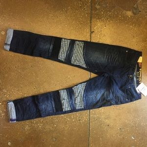 Dark wash patchwork jeans