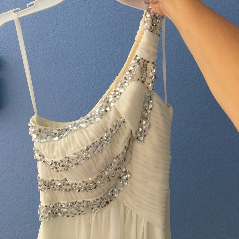 One-shoulder, white, evening gown
