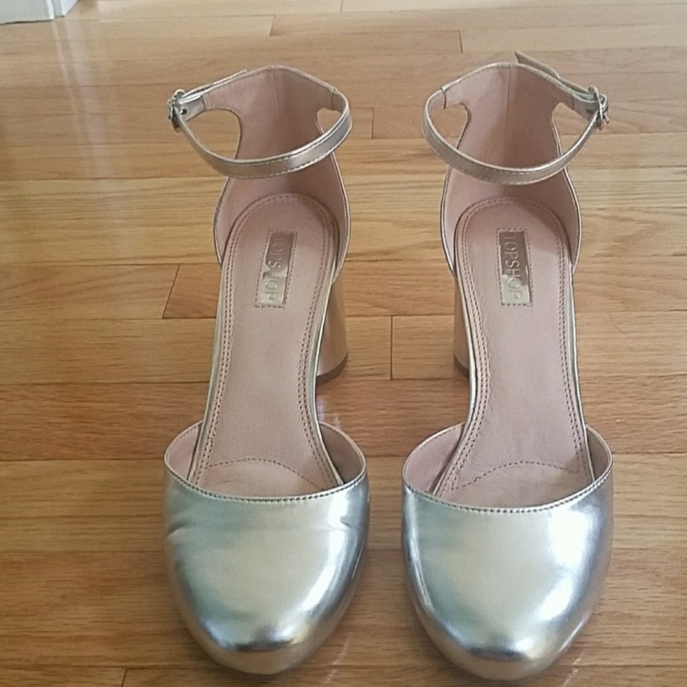 Topshop silver Mary Janes