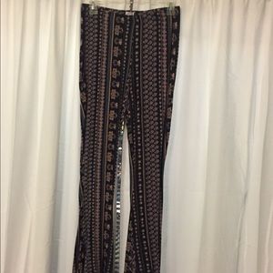 Patterned Comfy Pants with Flare at the Bottom