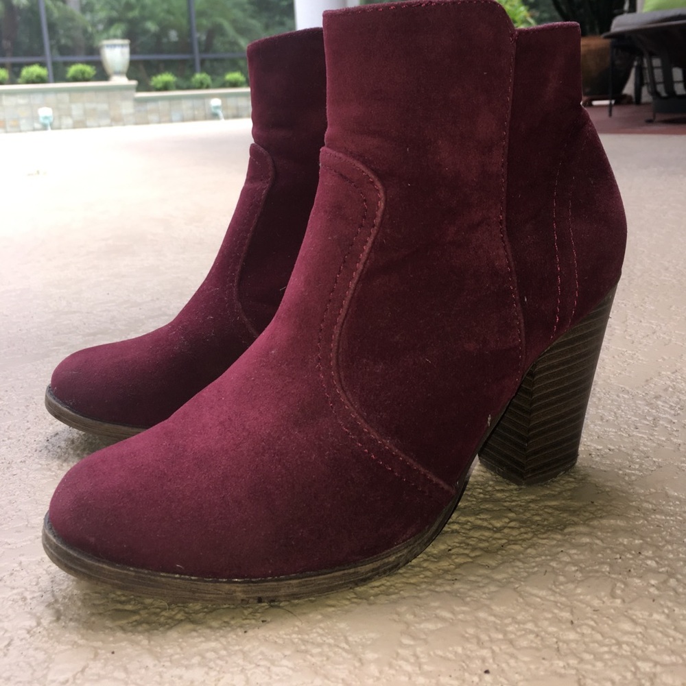 Burgundy ankle booties