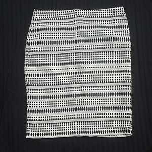 Loft embroidered black and white pencil skirt