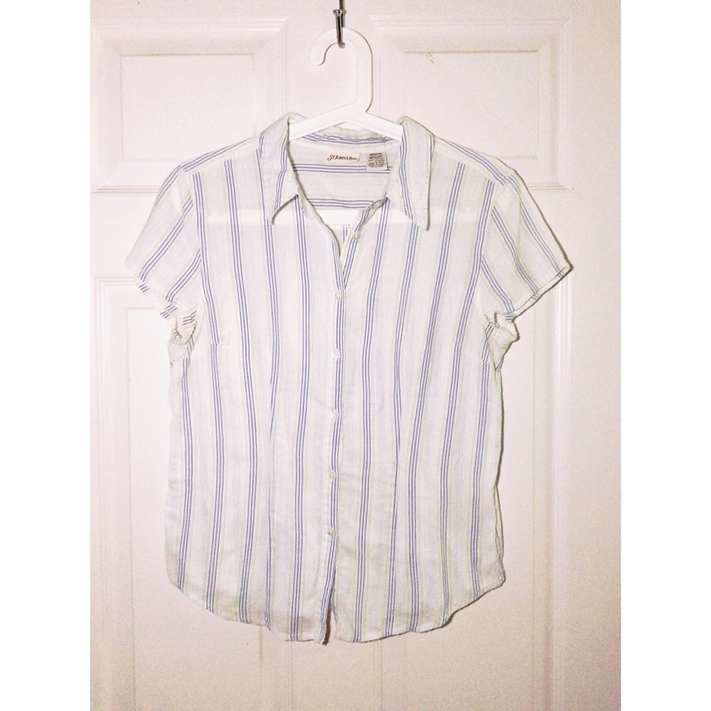 Casual Striped Button-down Top - SzS/M