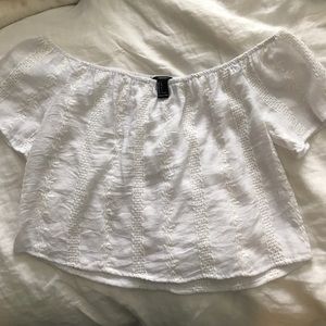 Forever 21 white eyelet off the shoulder crop top