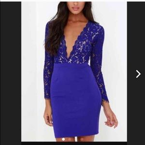 Lulu's Royal blue long sleeve lace dress