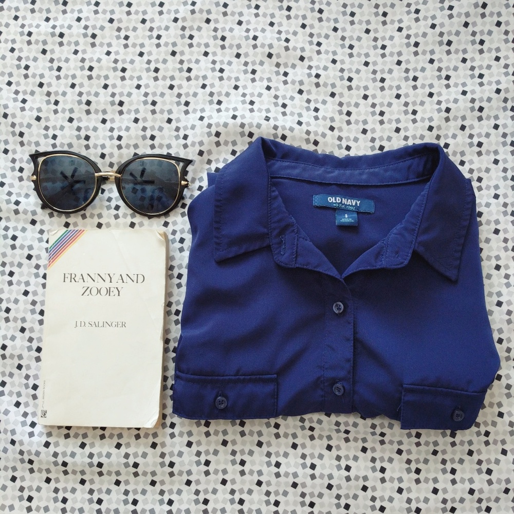 Navy blue silky popover