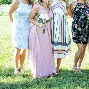 Blush rose pale pink floor length bridesmaid dress