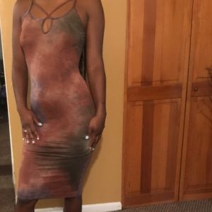 Tye die midi bodycon dress.