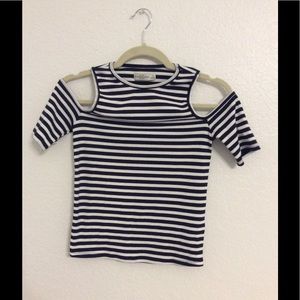 Abercrombie & Fitch Striped open shoulder crop top