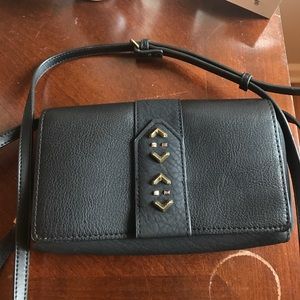 Stella & Dot Black Leather Crossbody Purse