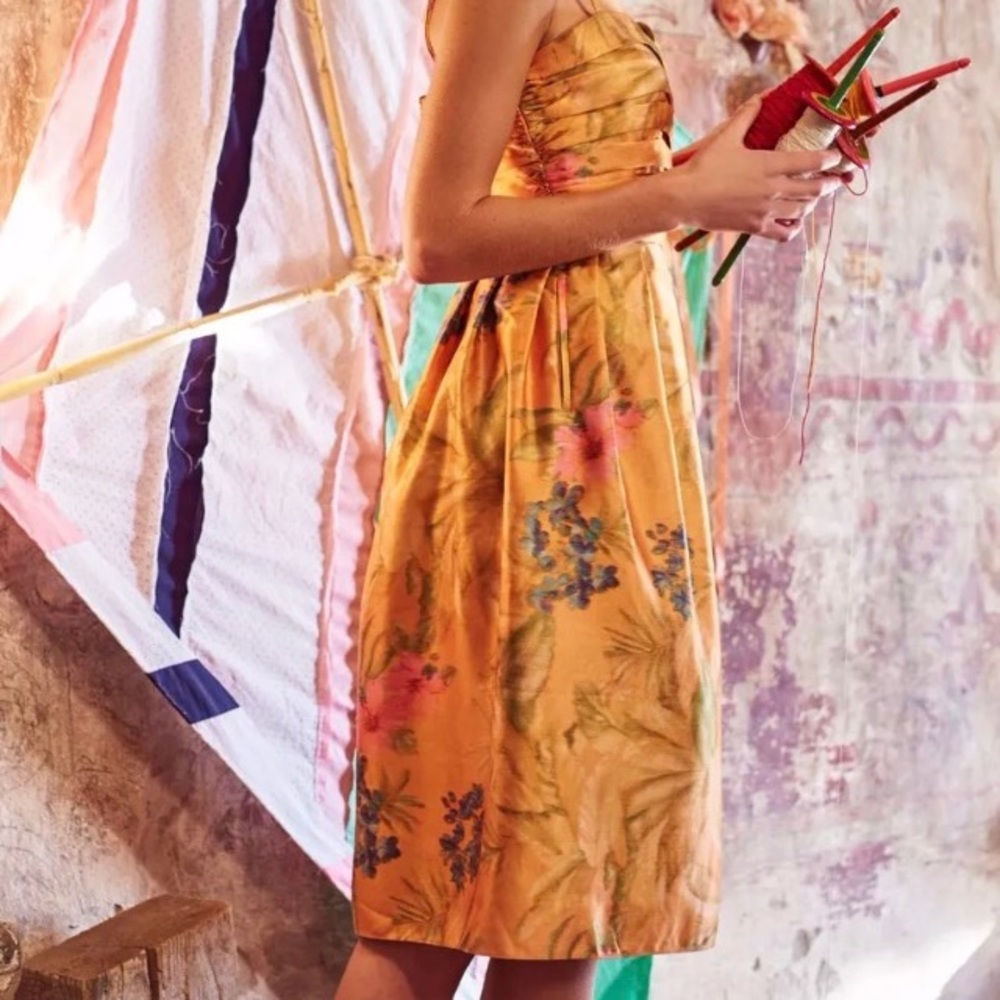 Anthropologie gold dress