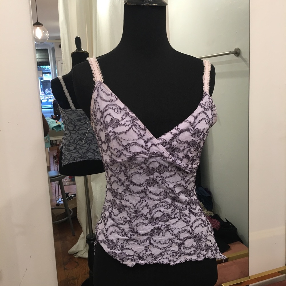 Fitted Purple tank with boucle  detail